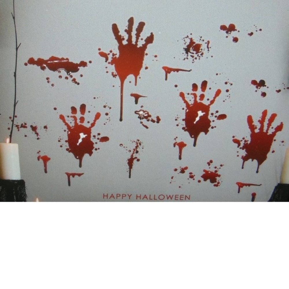 Reuseable Wall Decal Halloween Bloody Handprints Vinyl Art Home Decoration
